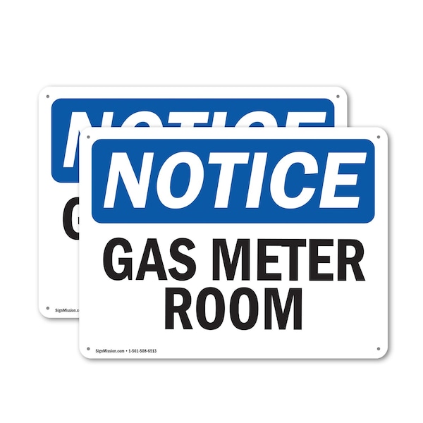 Signmission Gas Meter Room, 10 in W x Rectangle, Aluminum - OS-2PACK-NS-A-710-L-13012