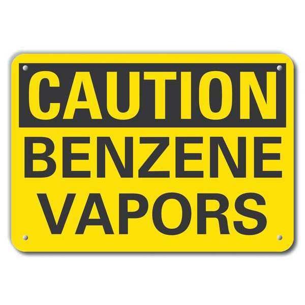 Lyle Reflective Benzene Caution Sign, 7 in H, 10 in W, Vertical Rectangle, English, LCU3-0228-RA_10x7 - LCU3-0228-RA_10X7
