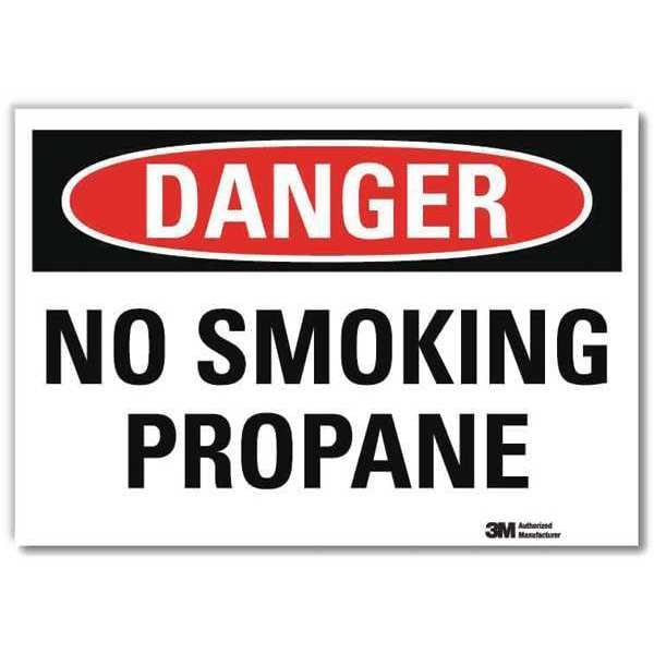 Lyle Danger No Smoking Sign, 10" H, 14 in W, Reflective Sheeting, Horizontal Rectangle, U3-1855-RD_14X10 - U3-1855-RD_14X10