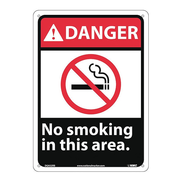 Nmc Danger No Smoking In This Area Sign, DGA52RB - DGA52RB