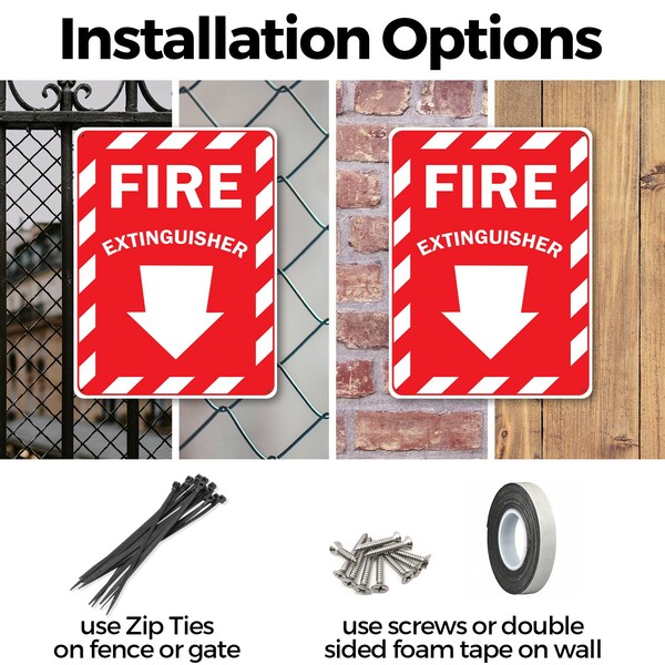 Signmission Fire Extinguisher with Arrow OSHA ANSI Sign, Aluminum, 10in W x 14in L, 2PK - OS-2PACK-MISC-A-1014-L-19492