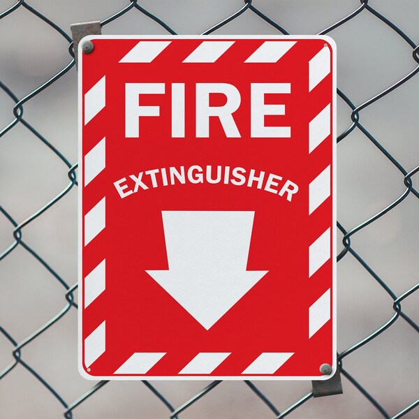 Signmission Fire Extinguisher with Arrow OSHA ANSI Sign, Aluminum, 10in W x 14in L, 2PK - OS-2PACK-MISC-A-1014-L-19492