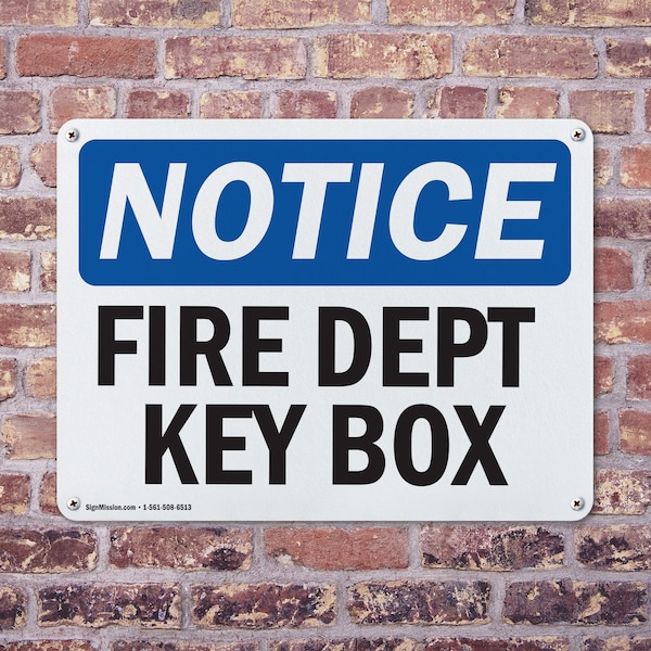 Signmission Fire Dept Key Box OSHA Notice Sign, Aluminum, 14in W x 10in L, 2PK - OS-2PACK-NS-A-1014-L-12569