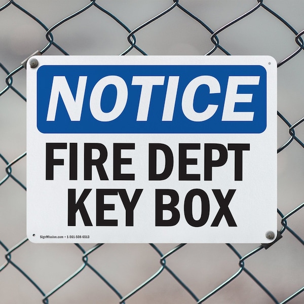 Signmission Fire Dept Key Box OSHA Notice Sign, Aluminum, 14in W x 10in L, 2PK - OS-2PACK-NS-A-1014-L-12569
