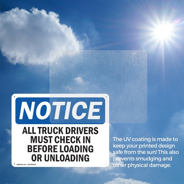 Signmission Truck Drivers Check In OSHA Notice Sign, Aluminum, 24in W x 18in L, 2PK - OS-2PACK-NS-A-1824-L-16758