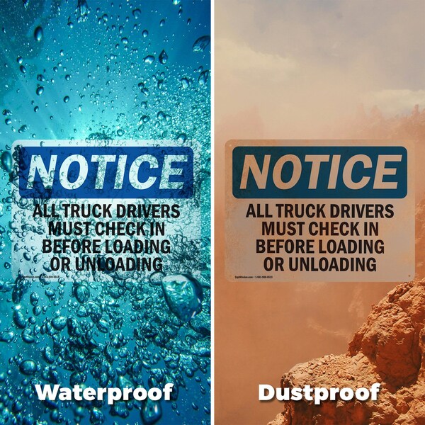 Signmission Truck Drivers Check In OSHA Notice Sign, Aluminum, 24in W x 18in L, 2PK - OS-2PACK-NS-A-1824-L-16758