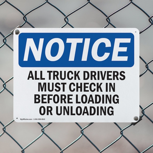 Signmission Truck Drivers Check In OSHA Notice Sign, Aluminum, 24in W x 18in L, 2PK - OS-2PACK-NS-A-1824-L-16758