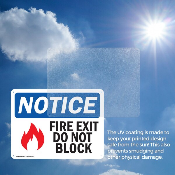 Signmission Fire Exit Do Not Block OSHA Notice Sign, Plastic, 14in W x 10in L, 2PK - OS-2PACK-NS-P-1014-L-12586