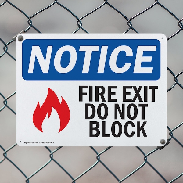 Signmission Fire Exit Do Not Block OSHA Notice Sign, Plastic, 14in W x 10in L, 2PK - OS-2PACK-NS-P-1014-L-12586