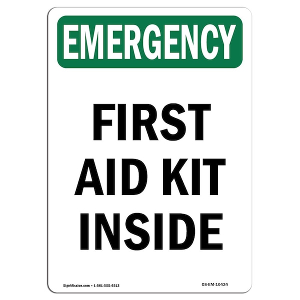 Signmission Safety Sign, OSHA EMERGENCY, 7" Height, First-Aid, Portrait - OS-EM-D-57-V-10424
