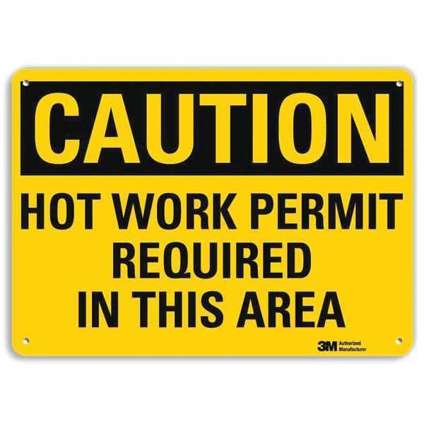 Lyle Caution Sign, 10 in H, 14 in W, Aluminum, Horizontal Rectangle, English, U4-1434-NA_14x10 - U4-1434-NA_14X10