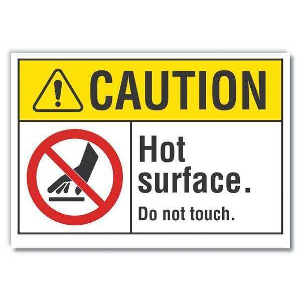 Lyle Hot Surface Sign, 3 1/2 in H x 5 in W, Reflective Sheeting, Hot Surface. Do Not Touch. - LCU3-0083-RD_5X3.5