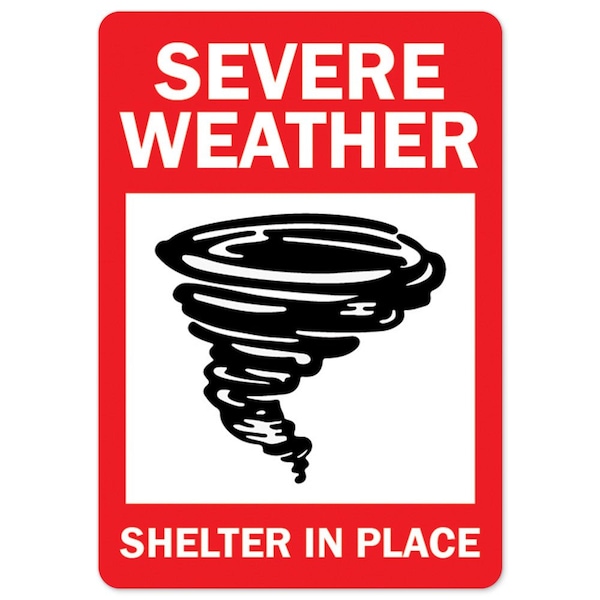 Signmission Public Safety, 7" Height, Peel And Stick Wall Graphic, 10" X 7", Severe Weather Shelter In Place - OS-NS-RD-710-25540