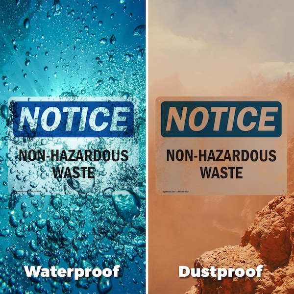 Signmission Non-Hazardous Waste OSHA Notice Sign, Aluminum, 14in W x 10in L, 2PK - OS-2PACK-NS-A-1014-L-15077
