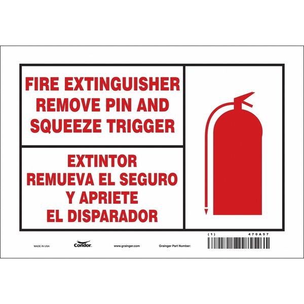 Condor Safety Sign, 7 in Height, 10 in Width, Vinyl, Vertical Rectangle, English, Spanish - 470A57