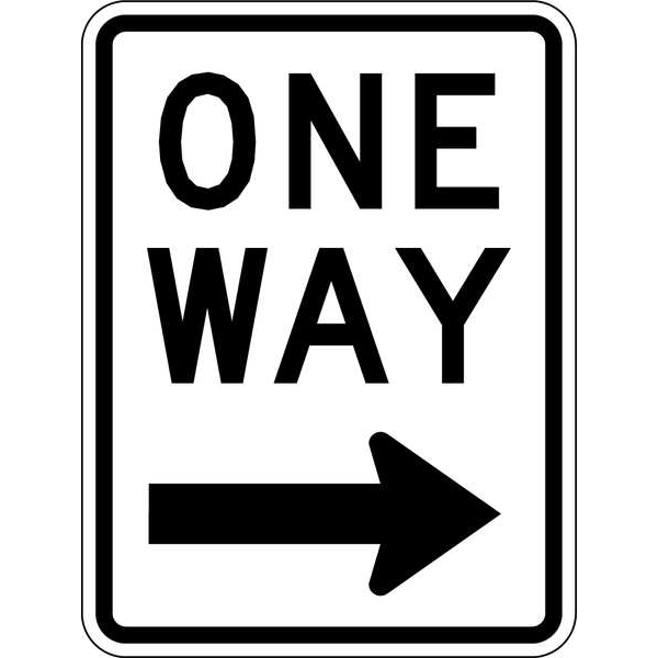 Lyle One Way Traffic Sign, 24 in H, 18 in W, Aluminum, Vertical Rectangle, English, R6-2R-18DA - R6-2R-18DA