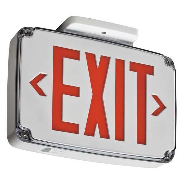 Lithonia Lighting Exit Sign, White, 1 Face(s), LED, Universal Mount, Not Battery Powered - WLTE W 1 R