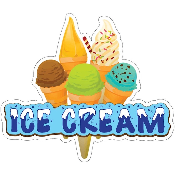 Signmission Ice Cream Decal Concession Stand Food Truck Sticker, 8" x 4.5", D-DC-8 Ice Cream19 - D-DC-8 ICE CREAM19