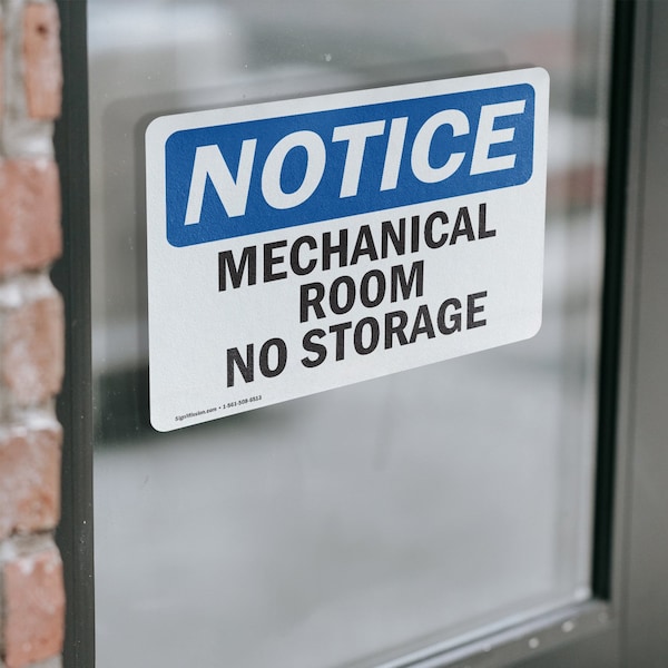 Signmission Mechanical Room No Storage, 18 in W x Rectangle, Vinyl Decal - OS-2PACK-NS-D-1218-L-14176