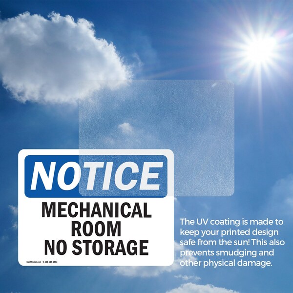 Signmission Mechanical Room No Storage, 18 in W x Rectangle, Vinyl Decal - OS-2PACK-NS-D-1218-L-14176