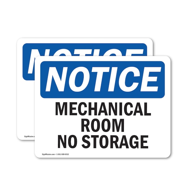 Signmission Mechanical Room No Storage, 18 in W x Rectangle, Vinyl Decal - OS-2PACK-NS-D-1218-L-14176