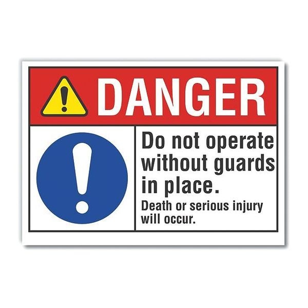 Lyle Danger Sign, 3 1/2 in Height, 5 in Width, Polyester, Horizontal Rectangle, English - LCU4-0083-ND_5X3.5