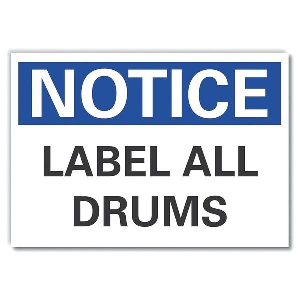 Lyle Drums Notice Label, 10 in Height, 14 in Width, Polyester, Horizontal Rectangle, English - LCU5-0092-ND_14X10