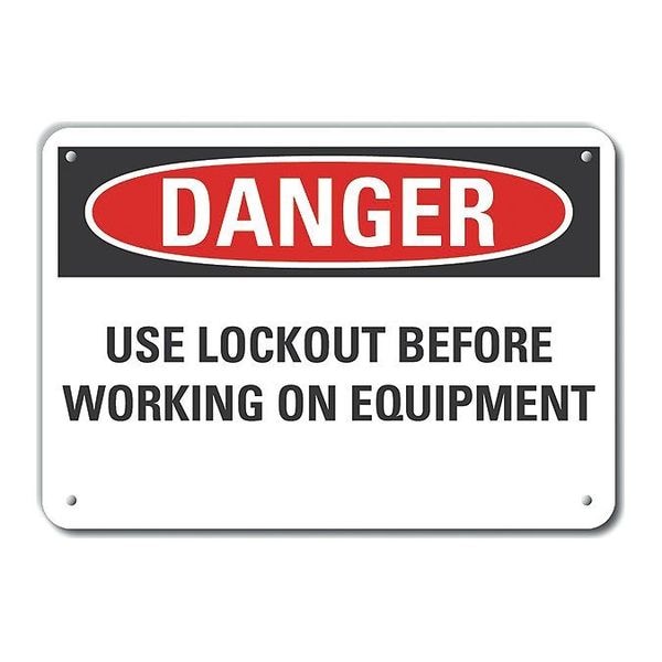 Lyle Reflective  Lockout Tagout Danger Sign, 10 in Height, 14 in Width, Aluminum, Horizontal Rectangle - LCU4-0580-RA_14X10