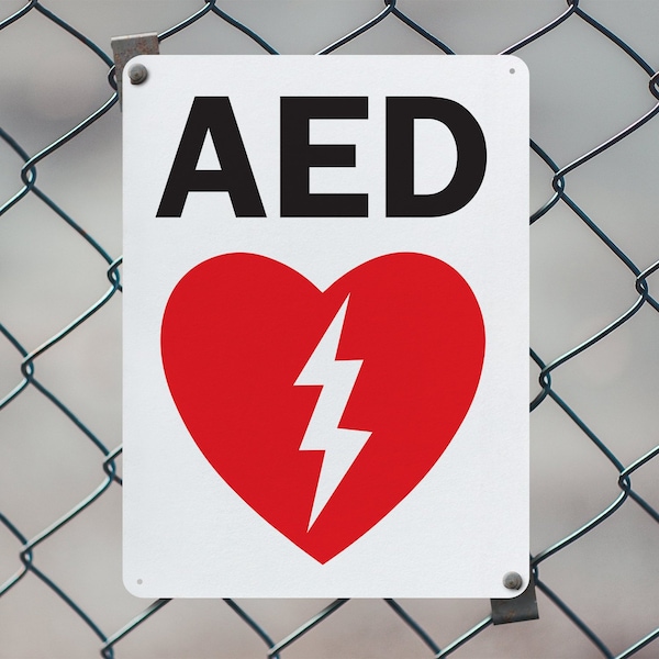 Signmission AED Sign (with graphic), 7 in W x Rectangle, Plastic - OS-2PACK-MISC-P-710-L-19478
