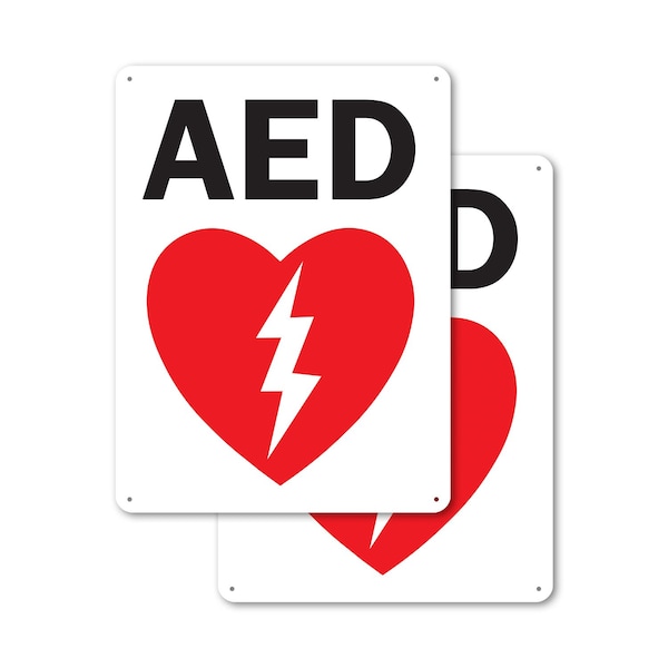Signmission AED Sign (with graphic), 7 in W x Rectangle, Plastic - OS-2PACK-MISC-P-710-L-19478
