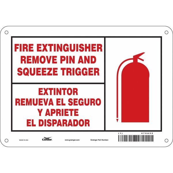 Condor Safety Sign, 7 in Height, 10 in Width, Aluminum, Vertical Rectangle, English, Spanish - 470A52
