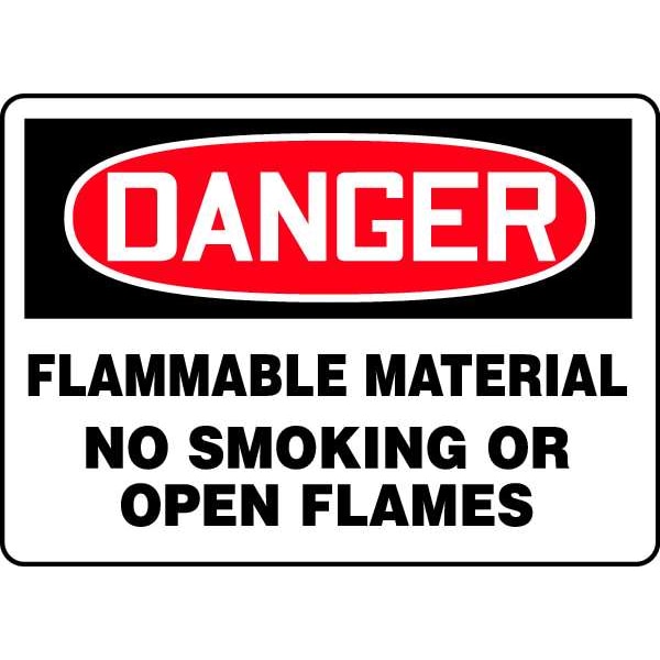 Accuform Danger No Smoking Sign, 10" H, 14 in W, Vinyl, Rectangle, English, MSMK243VS - MSMK243VS