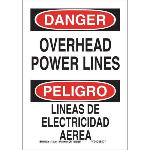 Brady Danger Sign, 10 in Height, 7 in Width, Aluminum, Rectangle, English, Spanish - 125295
