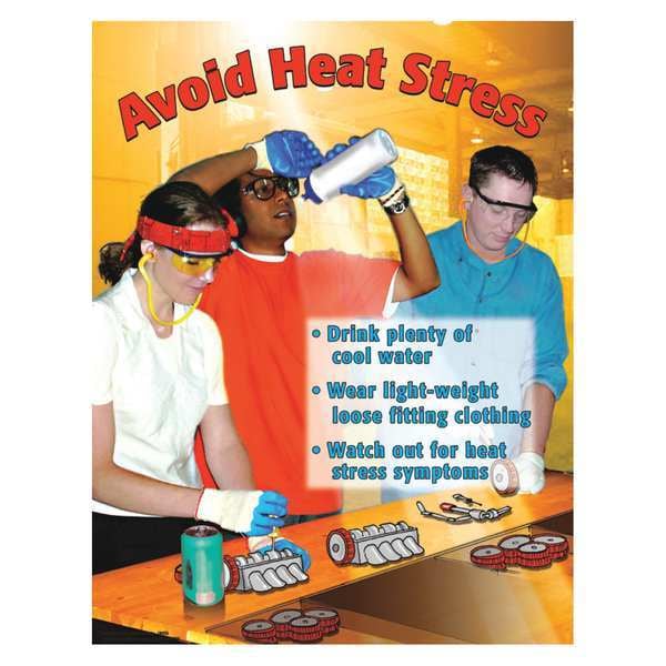 Safetyposter.Com Safety Poster, Avoid Heat Stress, 22 in H x, 17 in W, Paper - SW0136