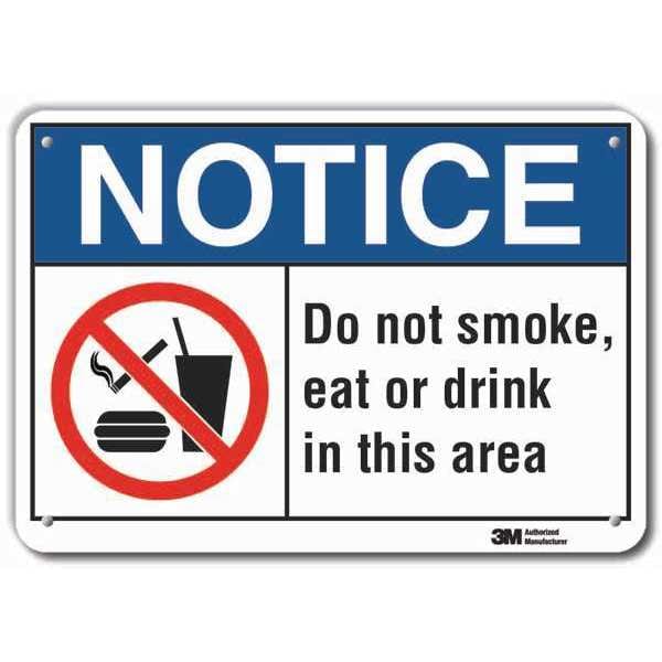 Lyle Reflective No Smoking Notice Sign, 10" H, 14 in W, Horizontal Rectangle, LCU5-0024-RA_14x10 - LCU5-0024-RA_14X10