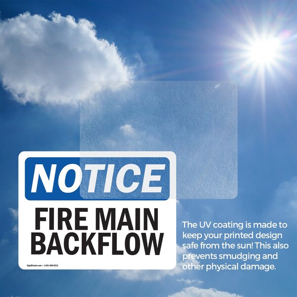 Signmission Fire Main Backflow OSHA Notice Sign, Vinyl Decal, 10in W x 7in L, 2PK - OS-2PACK-NS-D-710-L-12618