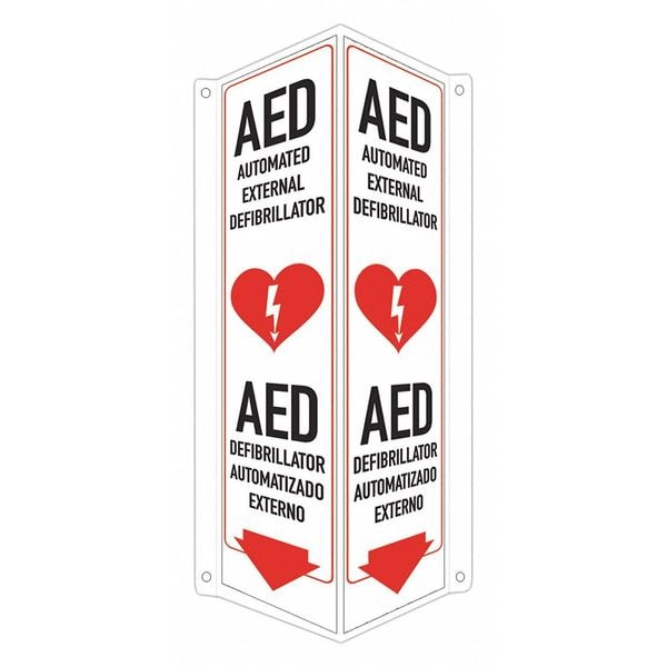 Lyle AED Automated External Defibrillator, English/Spanish, 8 in W x 18 in H, LCVB-0045-NA_4x18 - LCVB-0045-NA_4X18