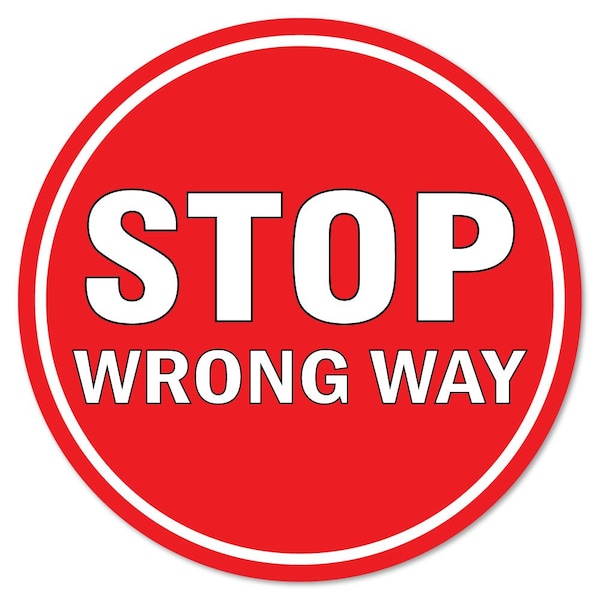 Signmission Stop Wrong Way Non-Slip Floor Graphic, 16in Vinyl Decal, 16" x 16", FD-2-C-16-99974 - FD-2-C-16-99974