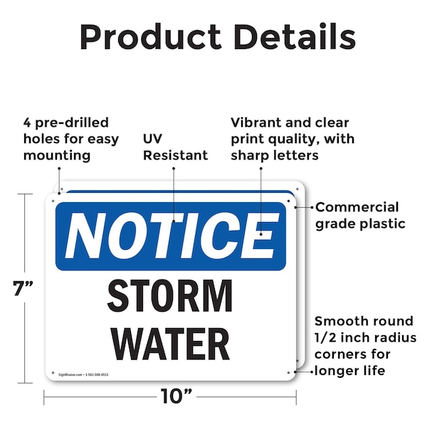 Signmission Storm Water, 10 in W x Rectangle, Plastic - OS-2PACK-NS-P-710-L-18500