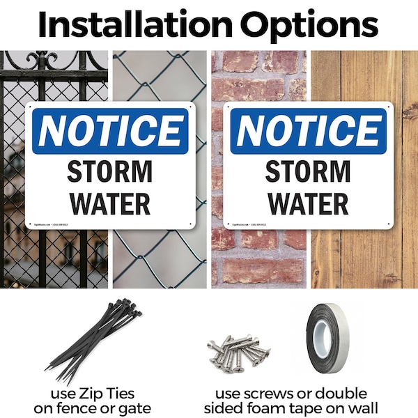 Signmission Storm Water, 10 in W x Rectangle, Plastic - OS-2PACK-NS-P-710-L-18500