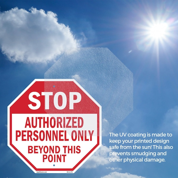 Signmission Stop Authorized Personnel Only Beyo, 6 inch X 6 inch, Vinyl Decal, 5PK - OC-D-5PACK-6-179