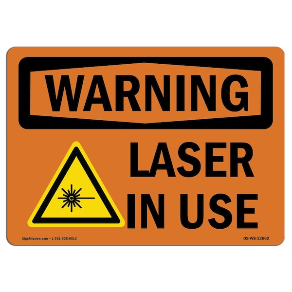 Signmission OSHA WARNING Sign, Laser In Use, 7in X 5in Decal, 7" W, 5" H, Landscape, Laser In Use - OS-WS-D-57-L-12662
