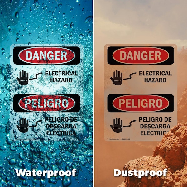 Signmission Electrical Hazard Bilingual Danger Sign, Vinyl Decal, 5in W x 7in L, 2PK - OS-2PACK-DS-D-57-VS-1196