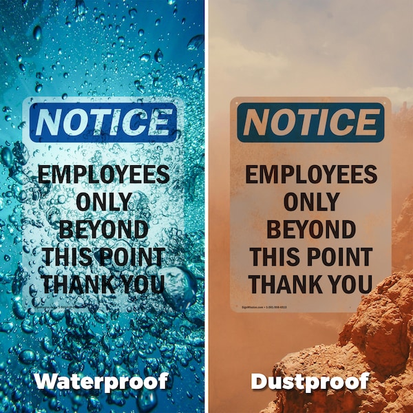 Signmission Employees Only Beyond This Point OSHA Notice Sign, Vinyl Decal, 7in W x 10in L, 2PK - OS-2PACK-NS-D-710-V-11988