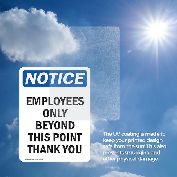 Signmission Employees Only Beyond This Point OSHA Notice Sign, Vinyl Decal, 7in W x 10in L, 2PK - OS-2PACK-NS-D-710-V-11988