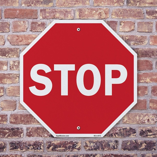 Signmission Stop, 10 Inch X 10 Inch, Plastic Sign - OC-P-10-71