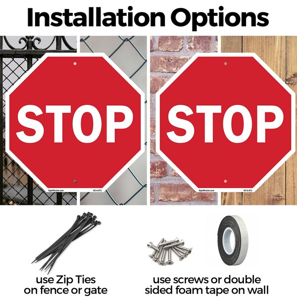 Signmission Stop, 10 Inch X 10 Inch, Plastic Sign - OC-P-10-71
