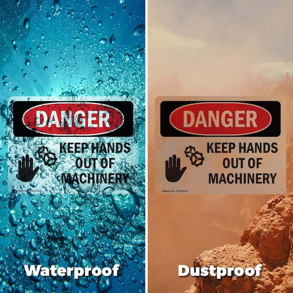 Signmission Keep Hands Out Of Machinery Danger Sign, Plastic, 10in W x 7in L, 2PK - OS-2PACK-DS-P-710-L-1394