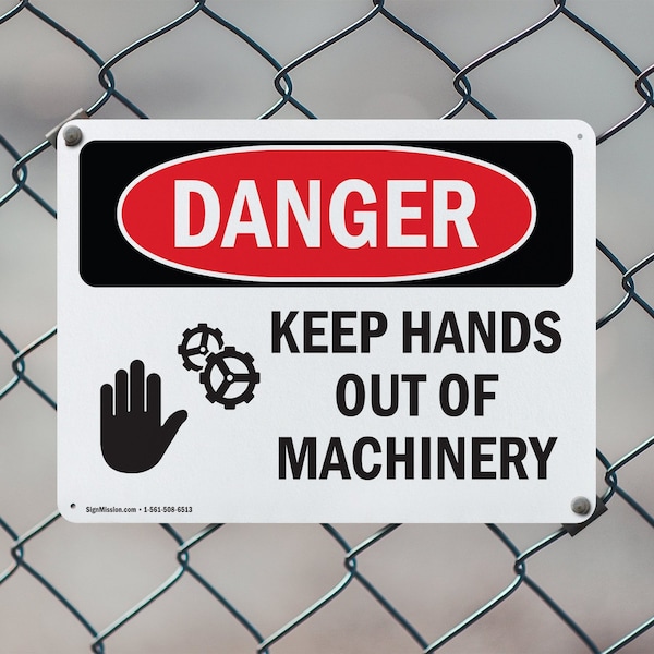 Signmission Keep Hands Out Of Machinery Danger Sign, Plastic, 10in W x 7in L, 2PK - OS-2PACK-DS-P-710-L-1394