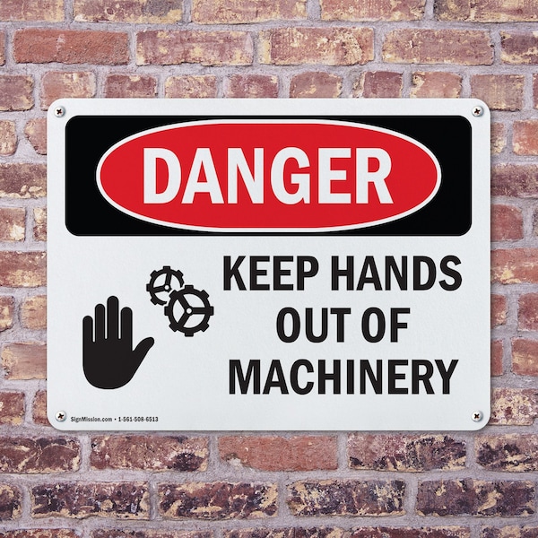 Signmission Keep Hands Out Of Machinery Danger Sign, Plastic, 10in W x 7in L, 2PK - OS-2PACK-DS-P-710-L-1394